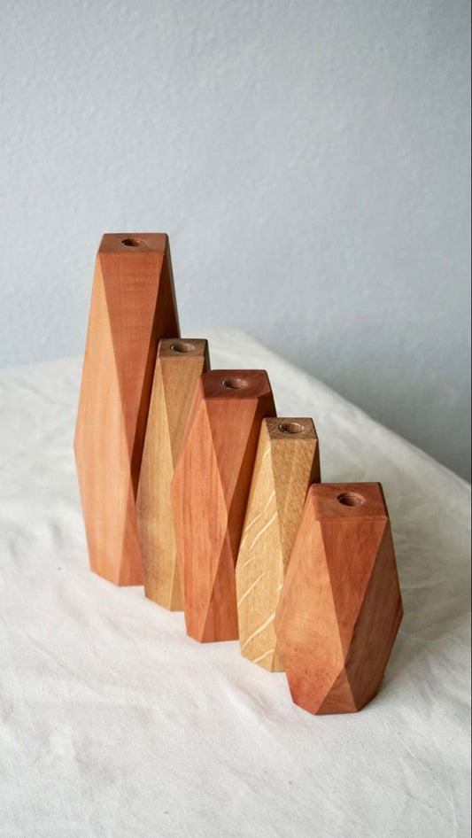 Geometric Wooden Bud Vase Set - Decorative wooden Piece