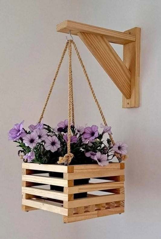 Wooden Hanging Planter Shelf